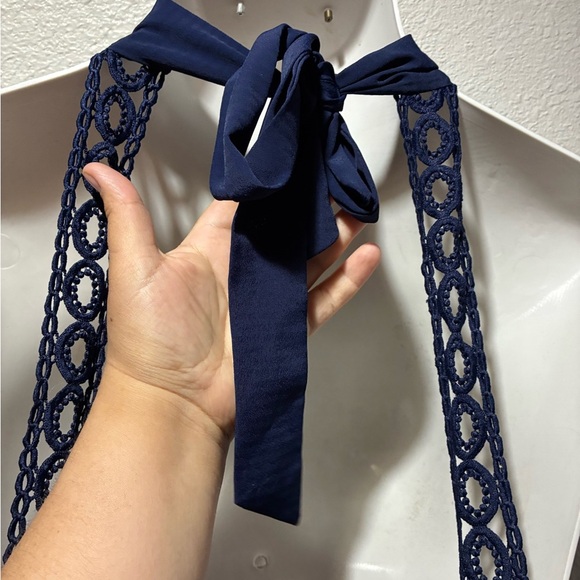 Lulu's Navy Blue Backless Halter Lace Sundress XL - Picture 8 of 15